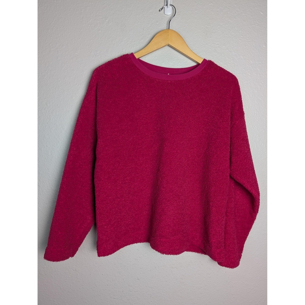 LOFT Sweater Pullover Womens M Pink Collarless‎ Heavyweight Relaxed Fleece